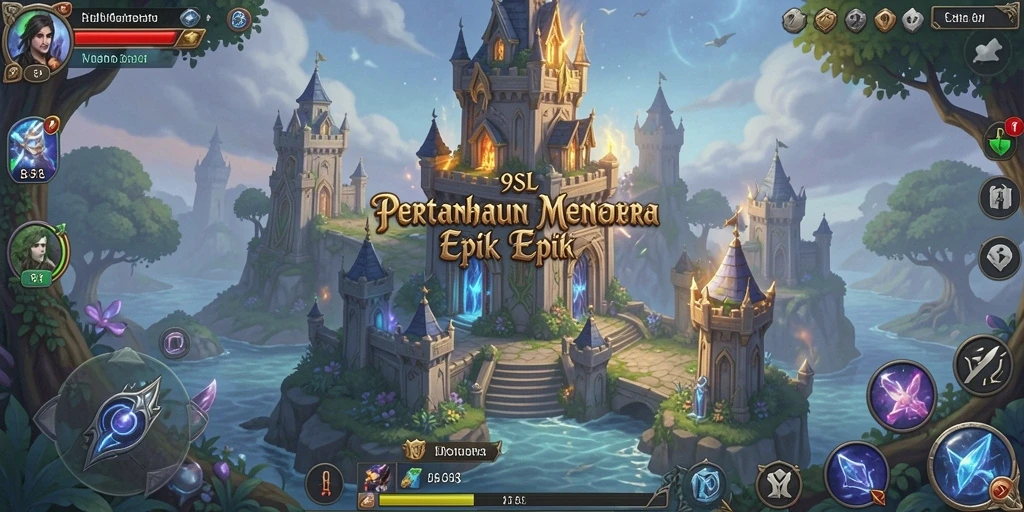 Tampilan gameplay 9SL yang menegangkan dalam menara pertahanan.