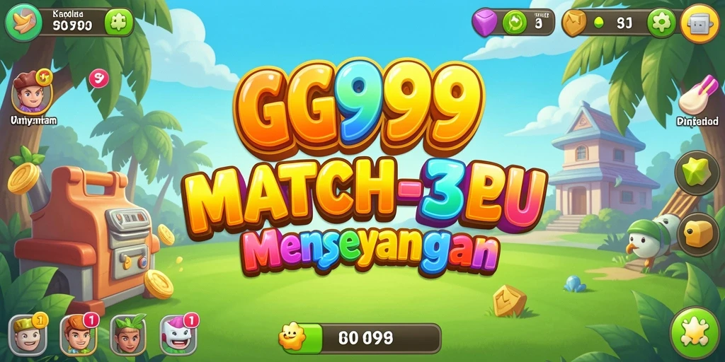 Tangkapan layar GG999 menampilkan gameplay Match-3 yang seru dan penuh warna.
