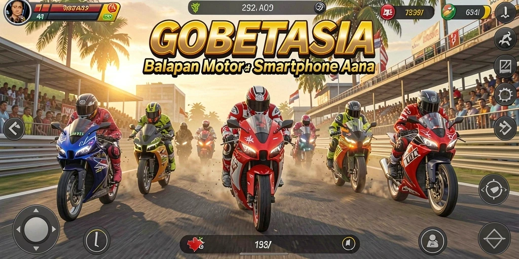 Tampilan gameplay GOBETASIA yang penuh aksi di lintasan balapan.