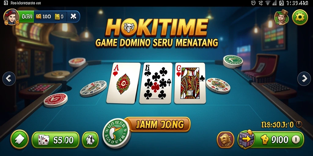 Screenshot gameplay HOKITIME yang menunjukkan suasana permainan Domino yang seru.