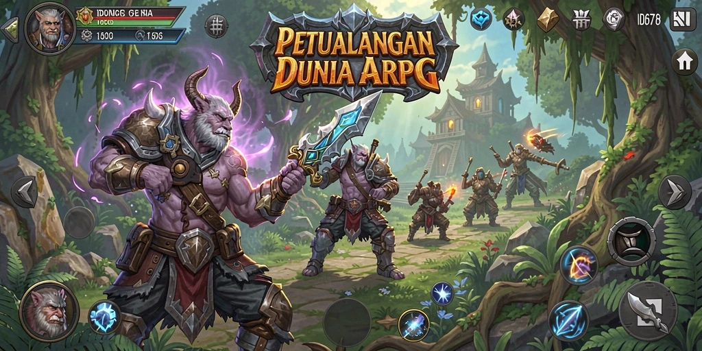Tangkapan layar utama ID678 menampilkan aksi pertarungan seru dalam dunia ARPG.