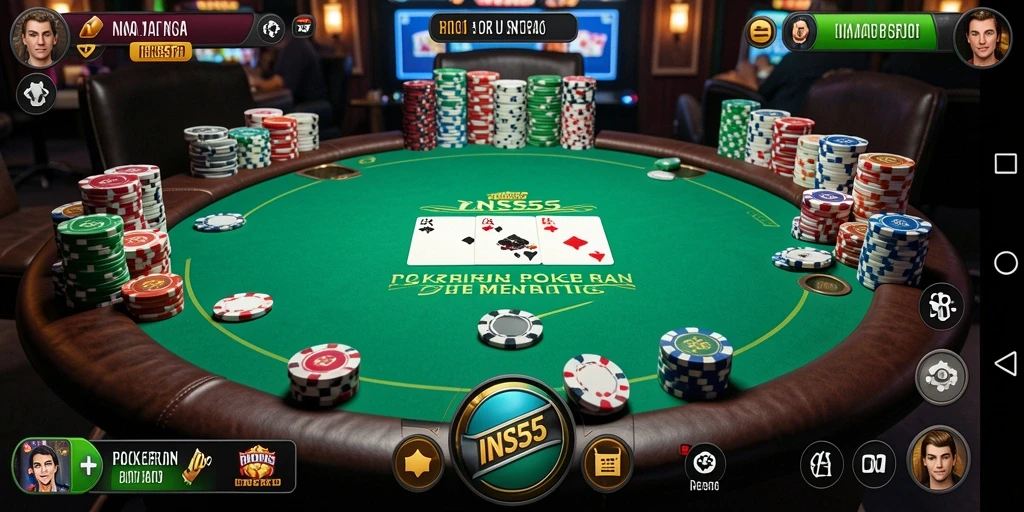 Tampilan menarik dari gameplay Poker di INS55.