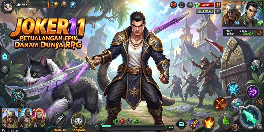Screenshot gameplay RPG JOKER11 dengan pertarungan seru dan karakter menarik.