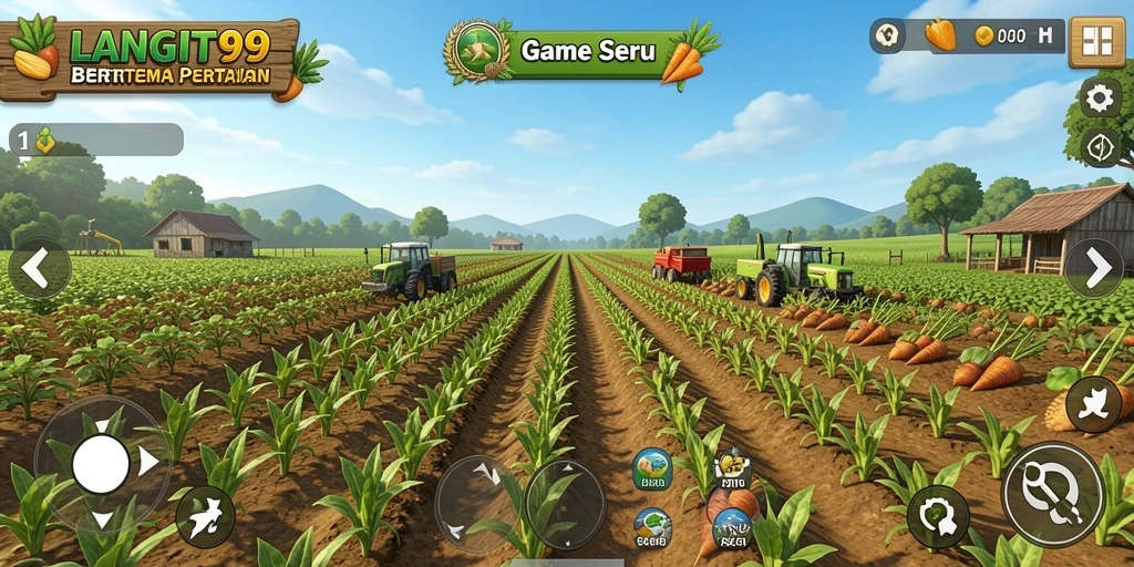 Tampilan gameplay LANGIT99 yang seru dengan lahan pertanian yang indah.
