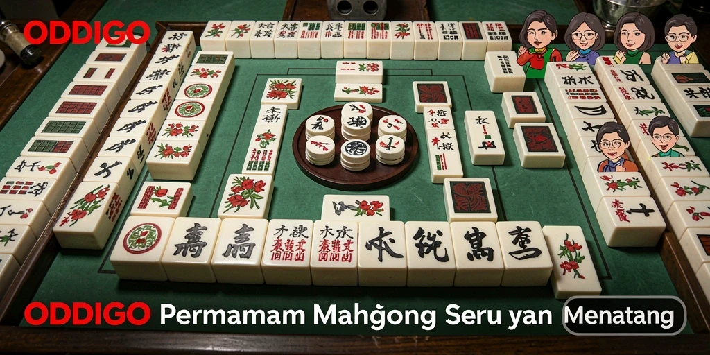 Tampilan layar permainan ODDIGO dengan gameplay Mahjong yang seru.