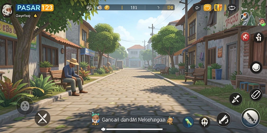 Tampilan utama gameplay PASAR123 dengan pengelolaan pasar yang menarik.