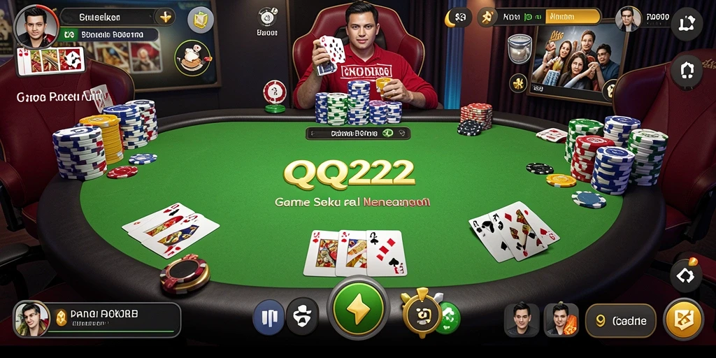 Screenshot QQ222 menampilkan momen seru permainan Poker.