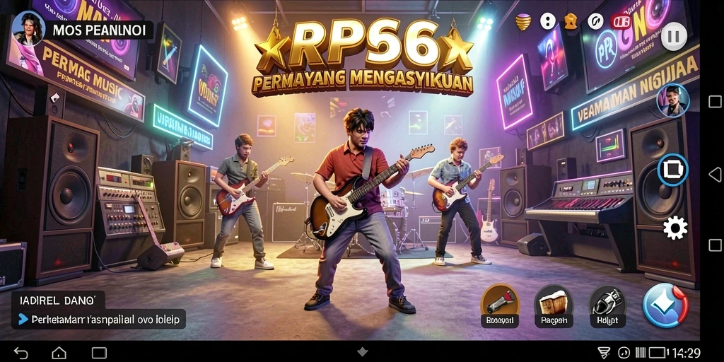 Screenshot gameplay RP66 yang menunjukkan antarmuka permainan musik.