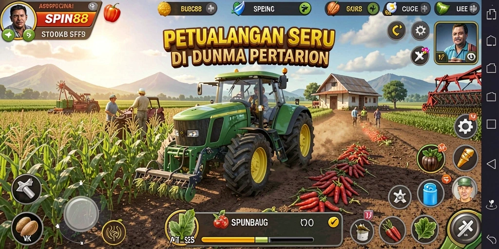 Screenshot gameplay SPIN88 menampilkan kebun yang hijau dan subur.