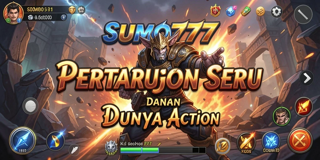 Screenshot gameplay SUMO777 dengan aksi pertarungan yang mendebarkan.