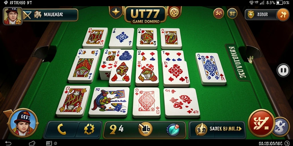 Tampilan screenshot utama UT77 menampilkan aksi seru gameplay Domino.