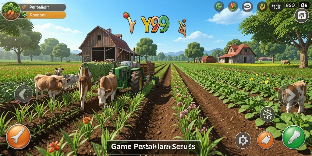 Screenshot Y89 menunjukkan aktivitas seru dalam mengelola lahan pertanian.