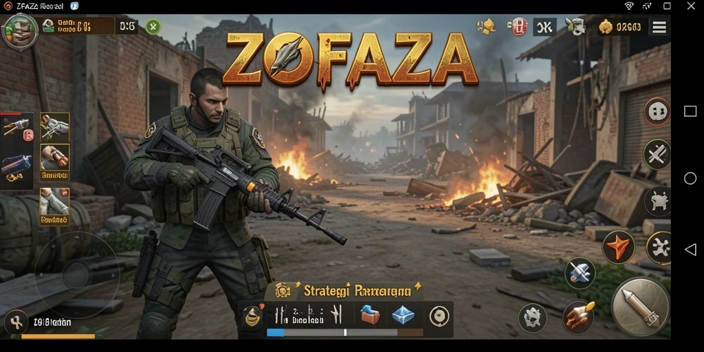 Tangkapan layar gameplay ZOFAZA, memperlihatkan aksi strategi yang seru.